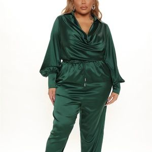 “SOLD* Green new satin jumpsuit